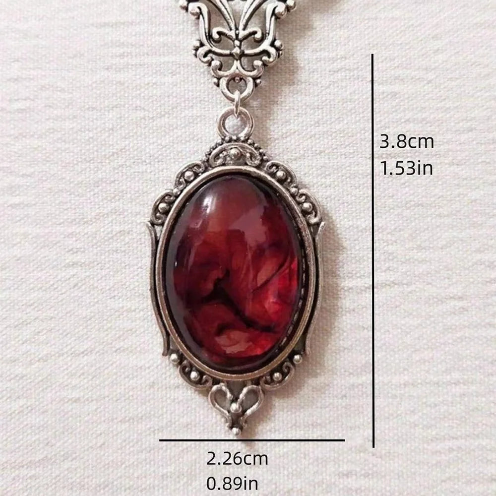Vintage Red Stone Pendant Necklace