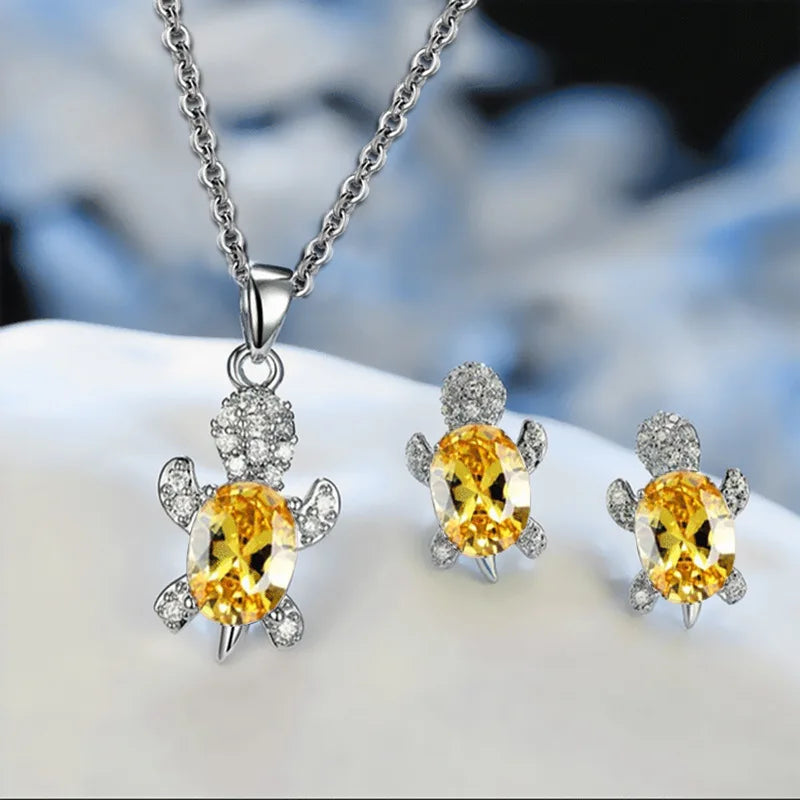 3pcs Silver Turtle Jewelry Set