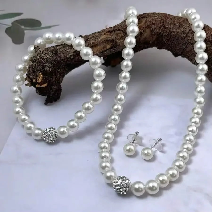 3pcs Bridal Pearl & Crystal Set