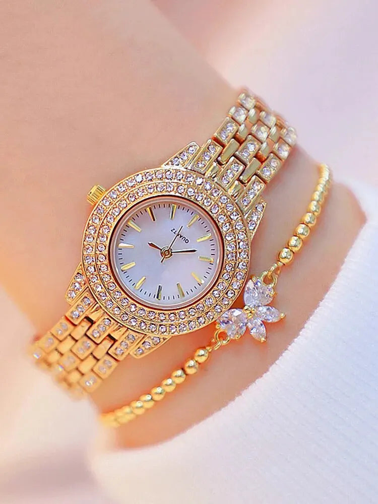 2pcs Diamond Scale Quartz Watch Set