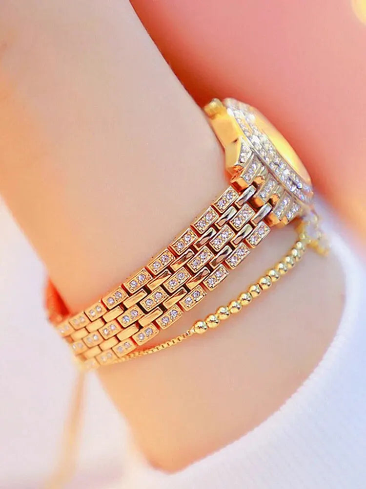 2pcs Diamond Scale Quartz Watch Set