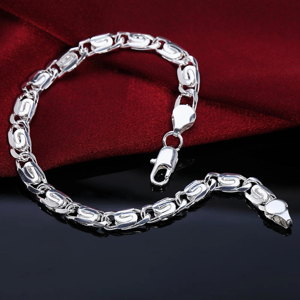 Unisex Twisted Rope Silver Bracelet