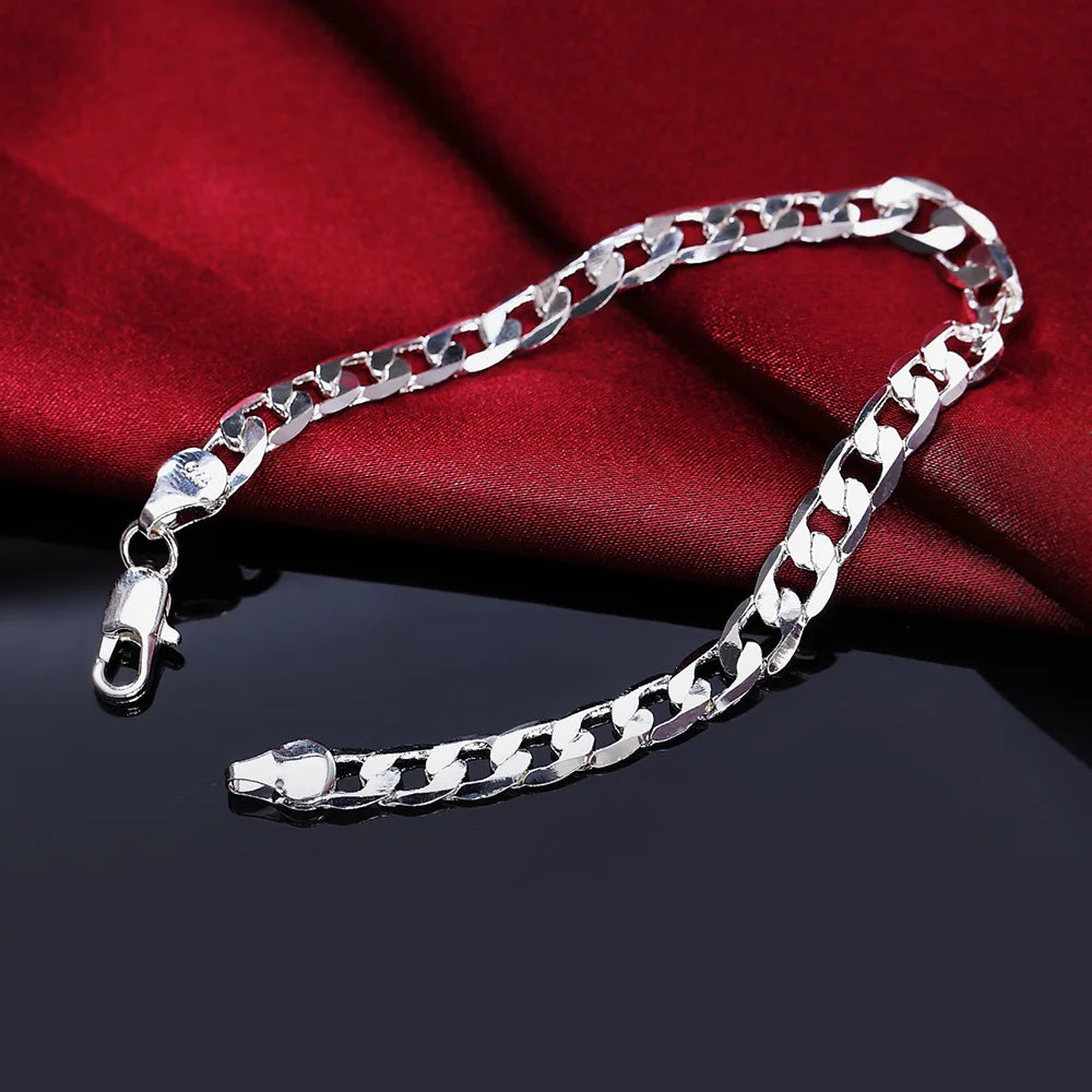 Unisex Twisted Rope Silver Bracelet
