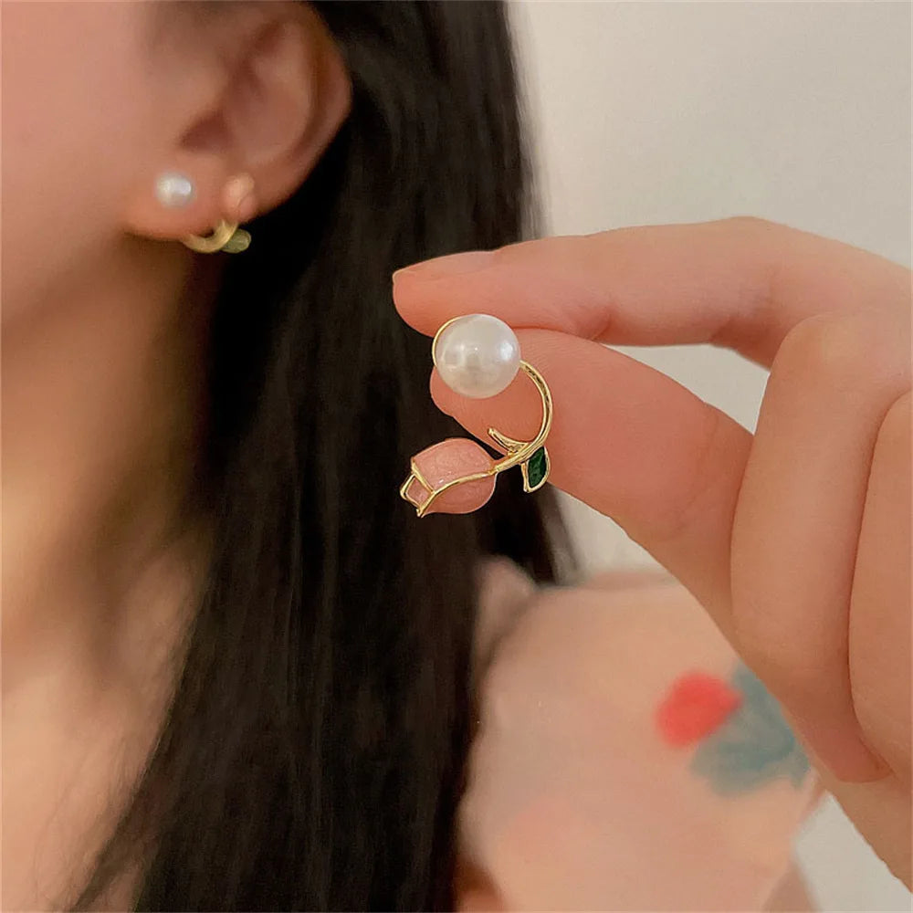 Crystal Pearl Rhinestone Earrings