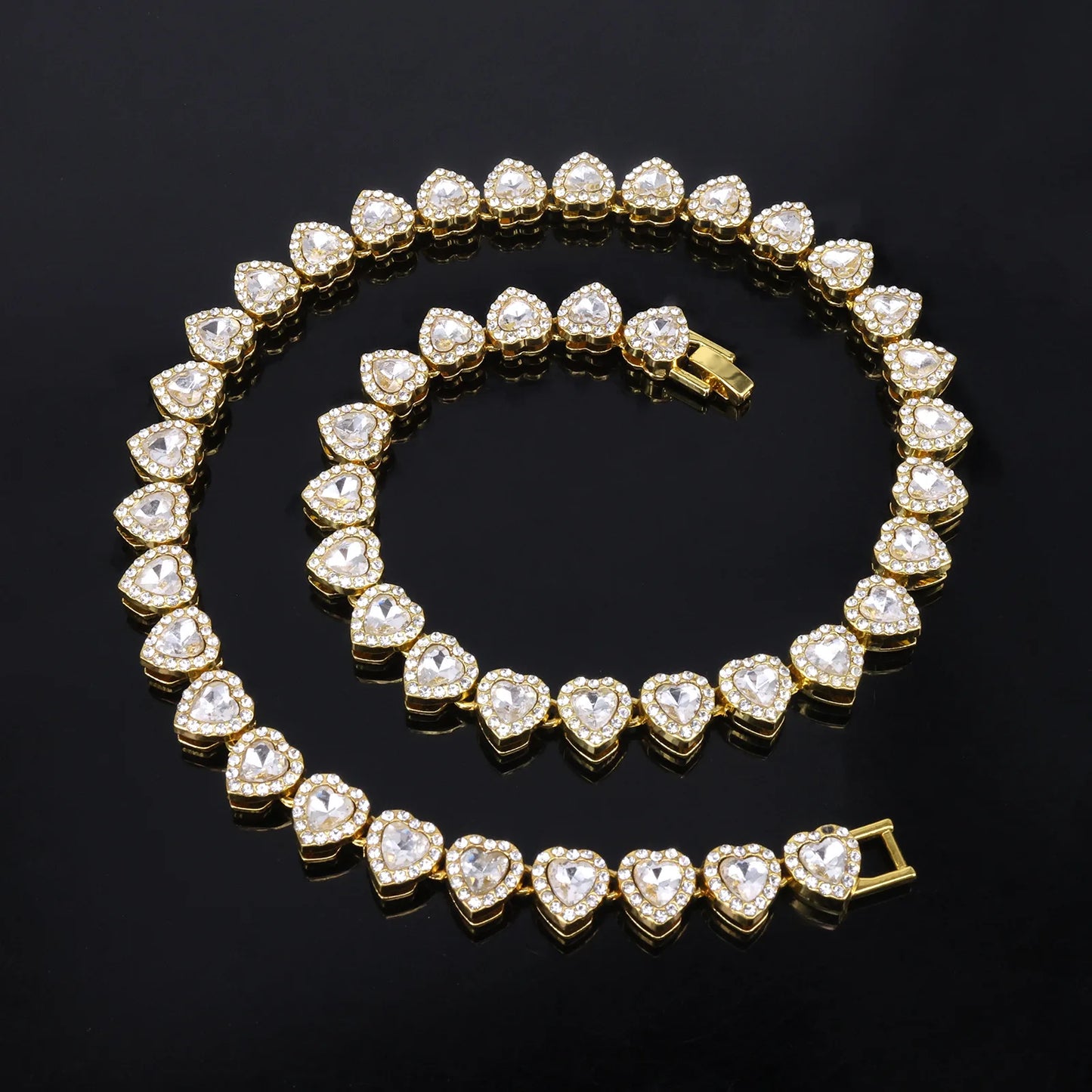 ZAKOL Hip Hop Heart Tennis Chain Set