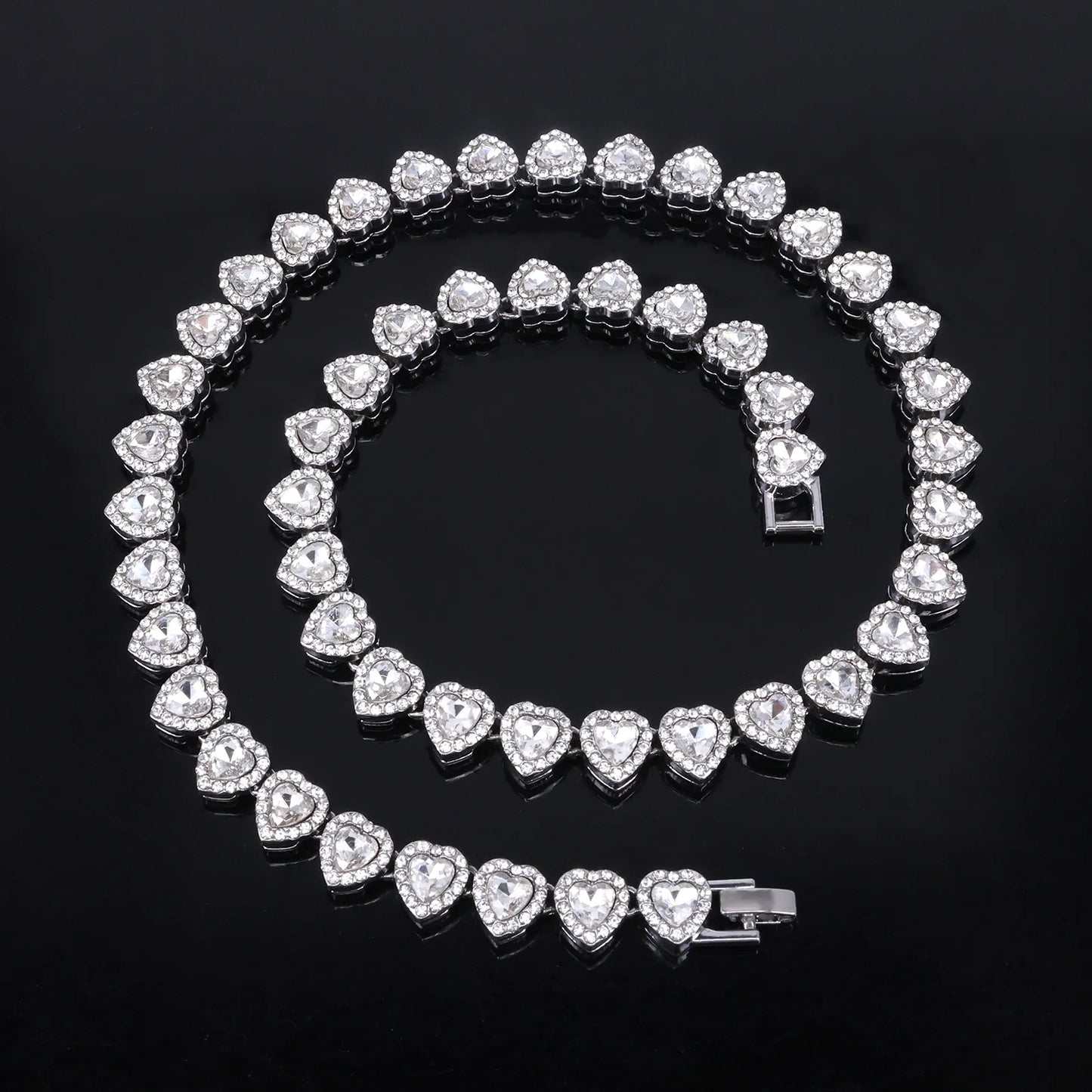 ZAKOL Hip Hop Heart Tennis Chain Set
