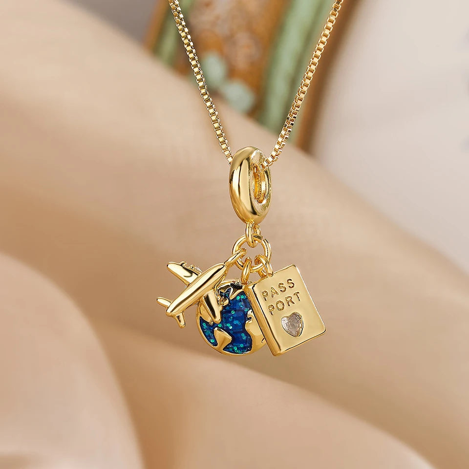 Gold Astronaut & Moon Necklace