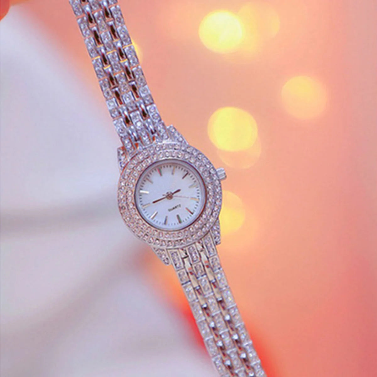 2pcs Diamond Scale Quartz Watch Set