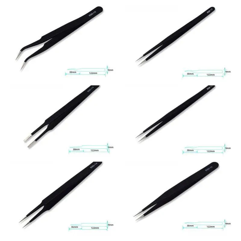 Anti-Static Stainless Steel Tweezers Kit