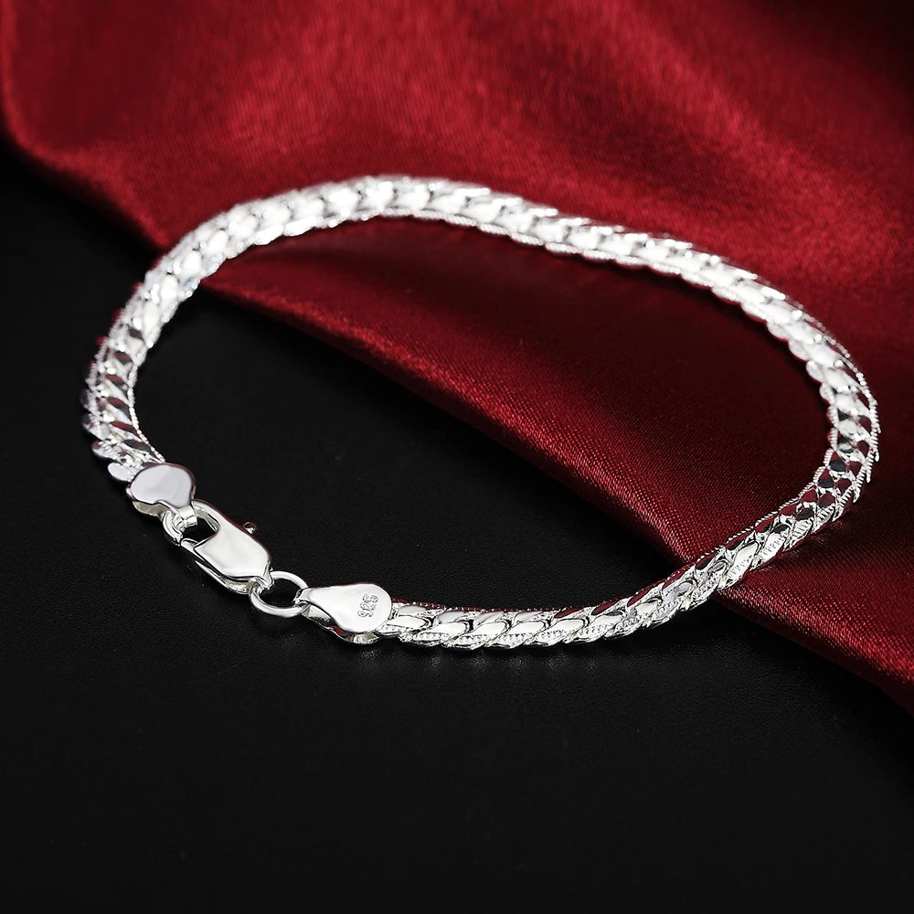 Unisex Twisted Rope Silver Bracelet
