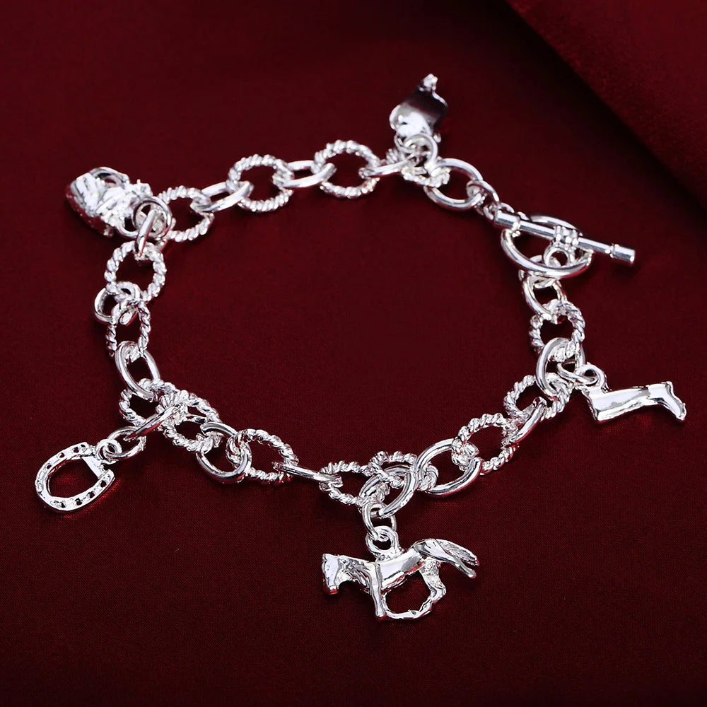 Unisex Twisted Rope Silver Bracelet