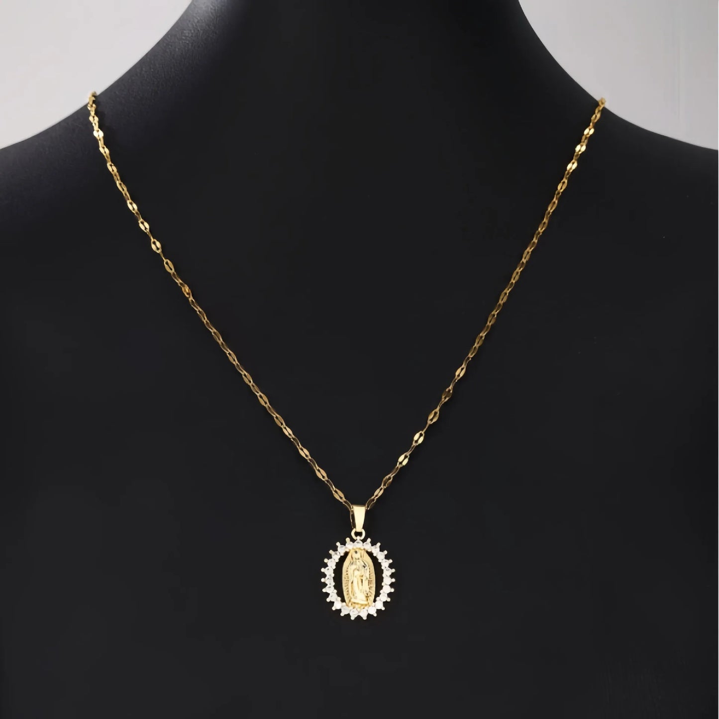 Virgin Mary Colorful Zircon Necklace