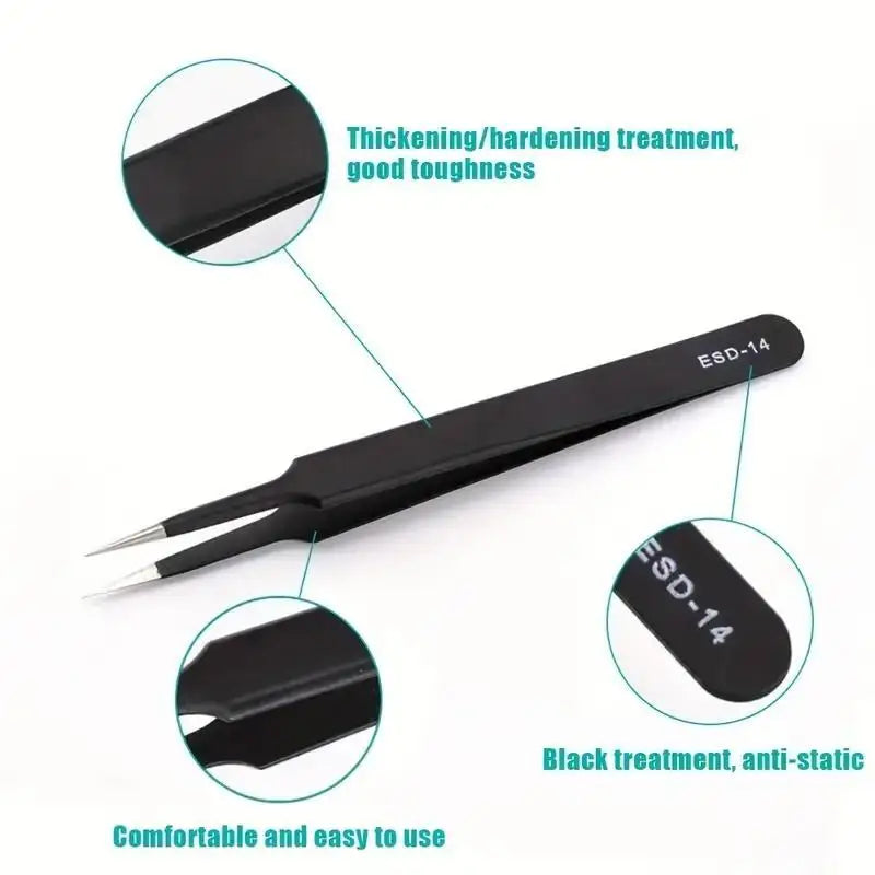 Anti-Static Stainless Steel Tweezers Kit