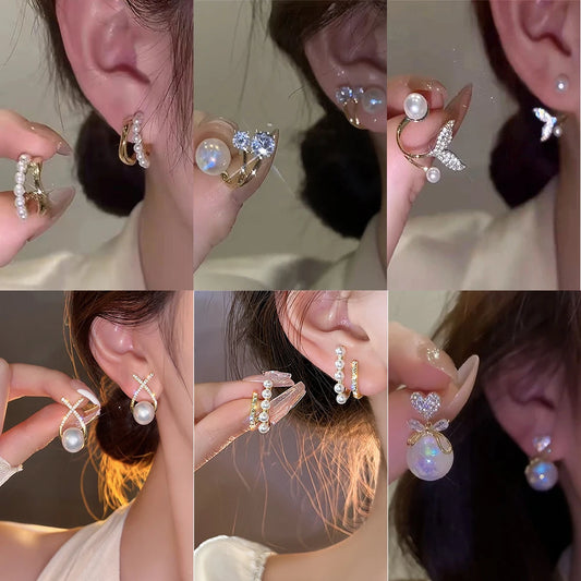 Crystal Pearl Rhinestone Earrings
