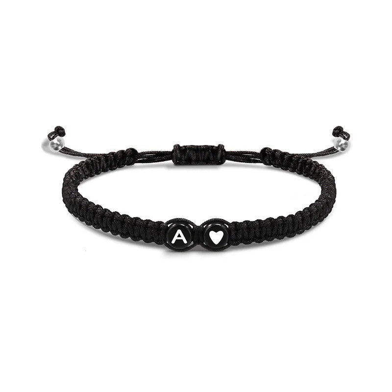 Initial Heart Braided Bracelet