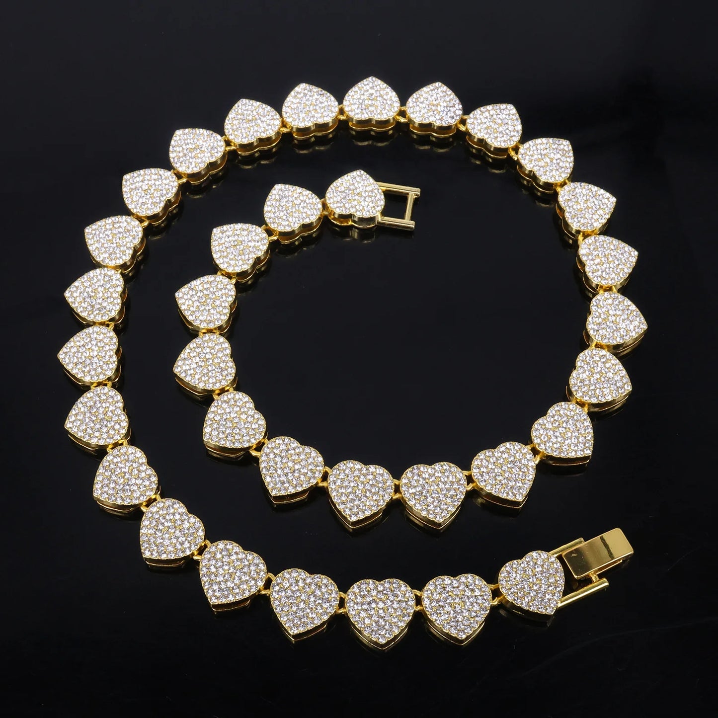 ZAKOL Hip Hop Heart Tennis Chain Set