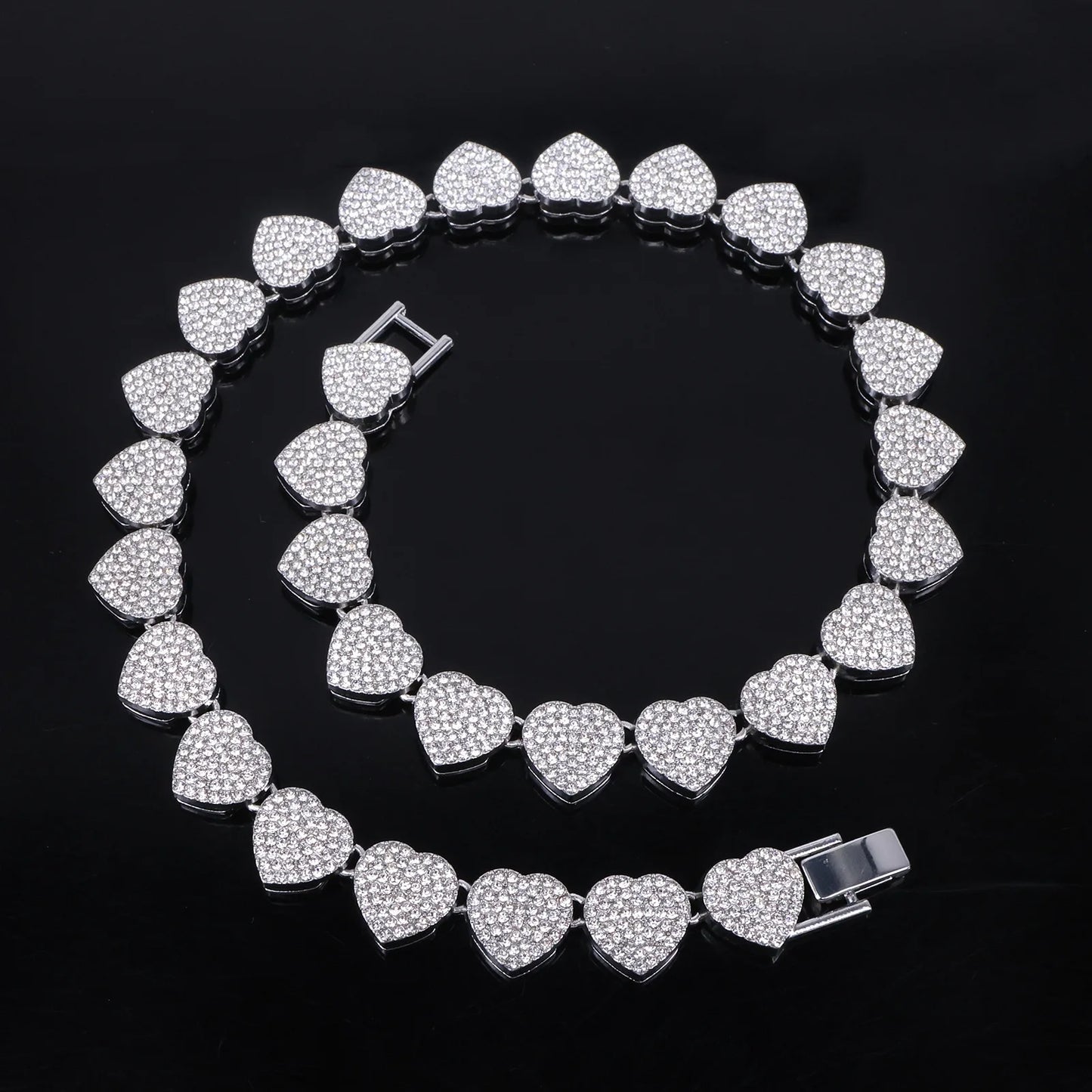 ZAKOL Hip Hop Heart Tennis Chain Set