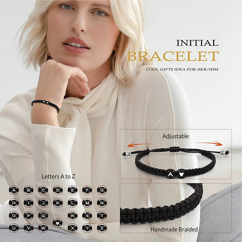 Initial Heart Braided Bracelet