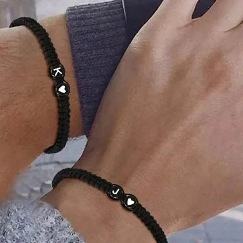 Initial Heart Braided Bracelet