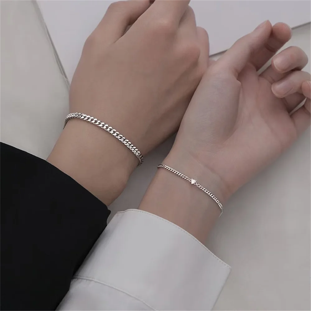 2pcs Crystal Heart Couple Bracelet Set