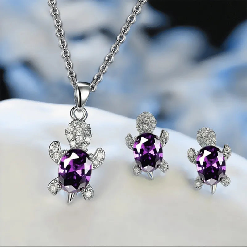 3pcs Silver Turtle Jewelry Set