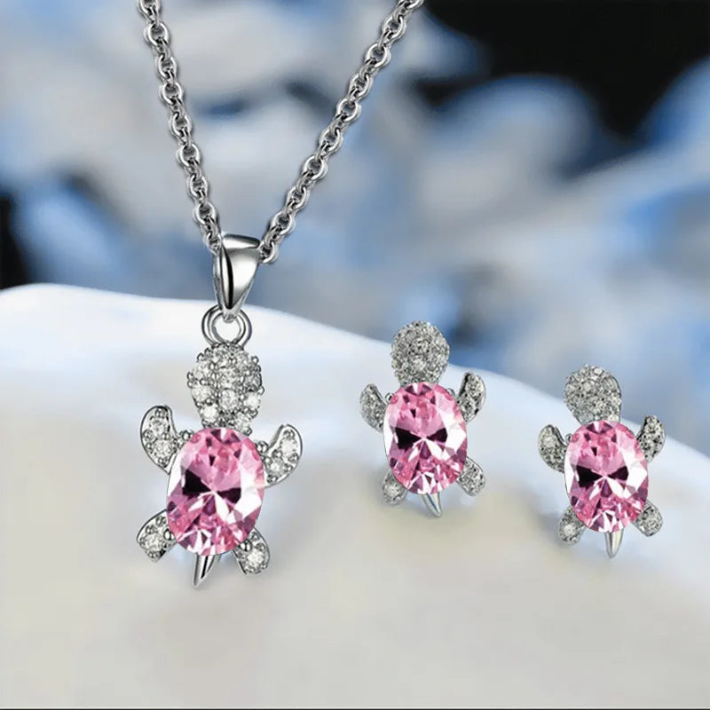 3pcs Silver Turtle Jewelry Set