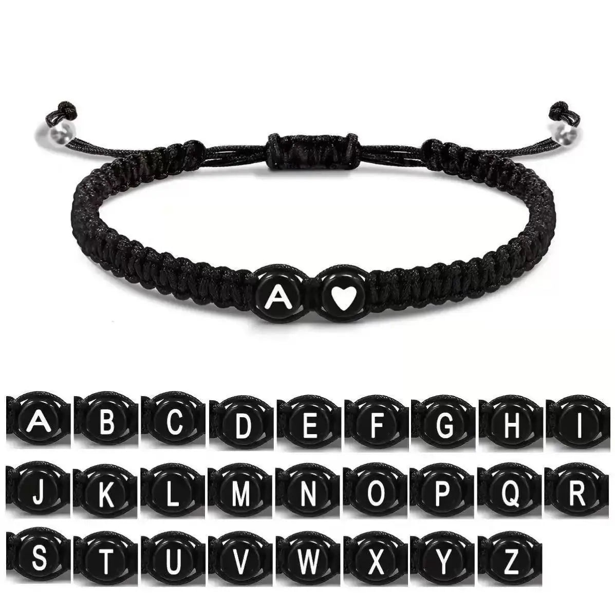 Initial Heart Braided Bracelet