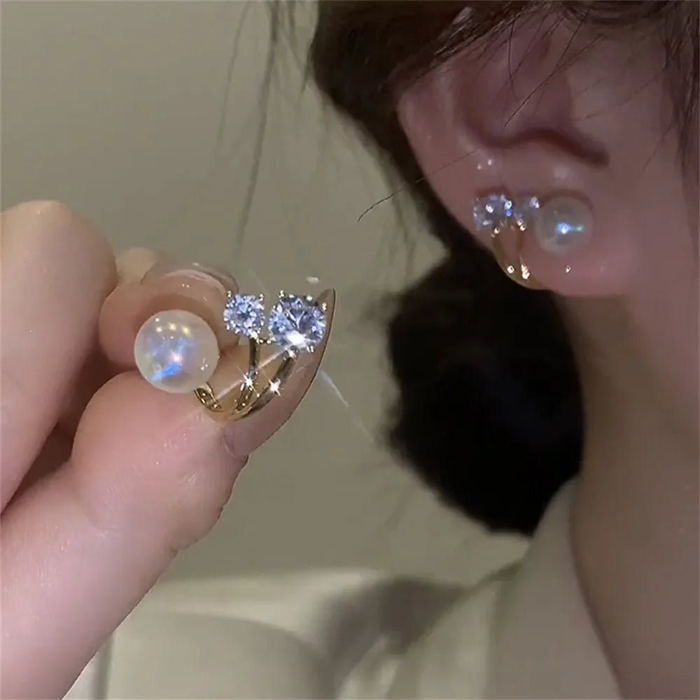 Crystal Pearl Rhinestone Earrings