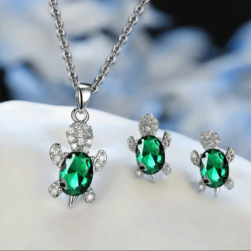 3pcs Silver Turtle Jewelry Set