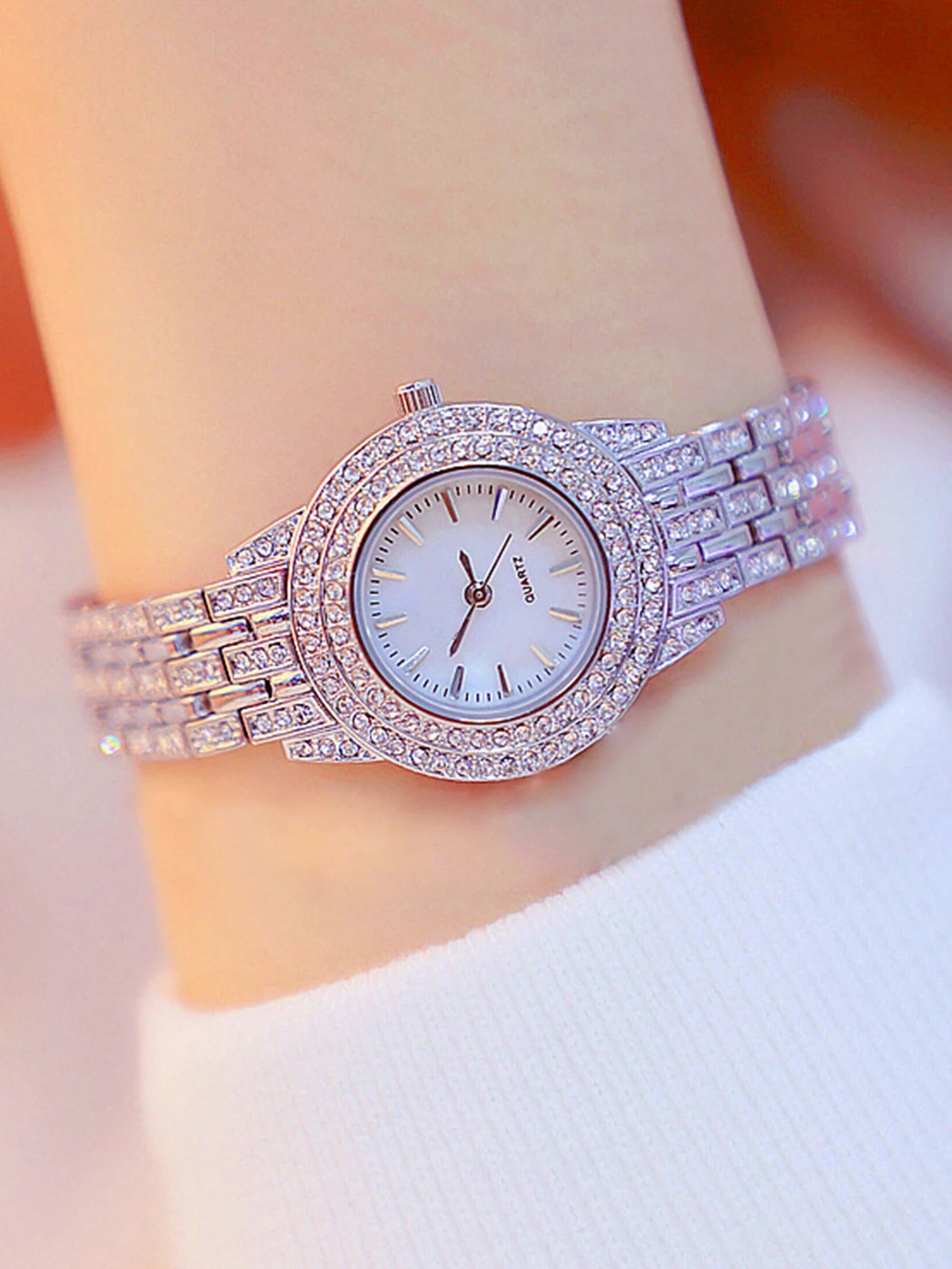 2pcs Diamond Scale Quartz Watch Set
