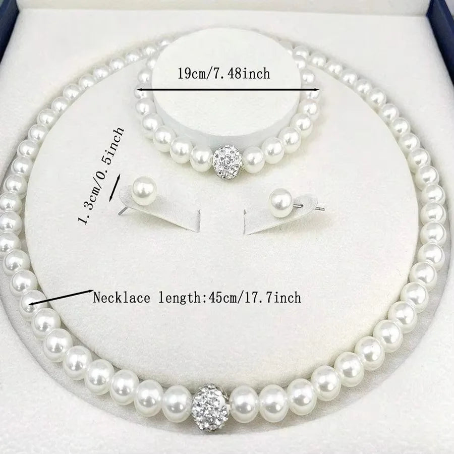 3pcs Bridal Pearl & Crystal Set