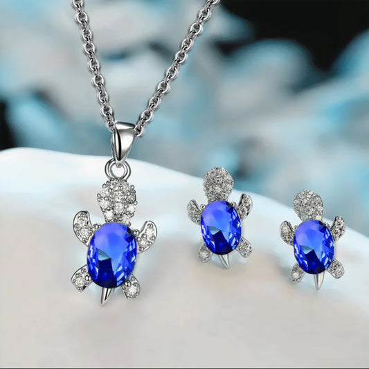3pcs Silver Turtle Jewelry Set