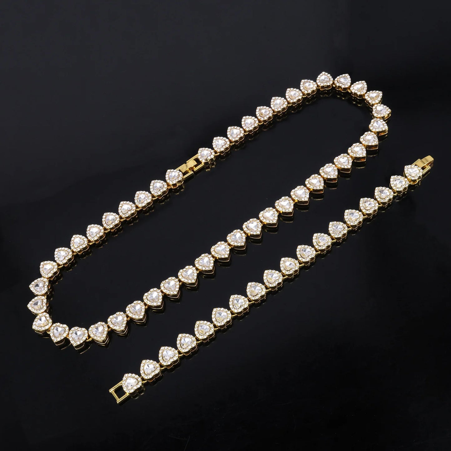 ZAKOL Hip Hop Heart Tennis Chain Set