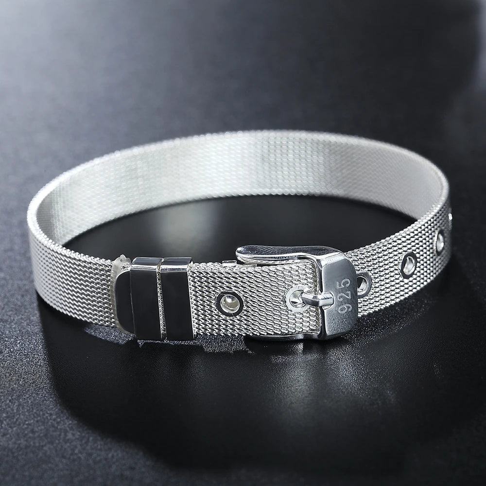 Unisex Twisted Rope Silver Bracelet